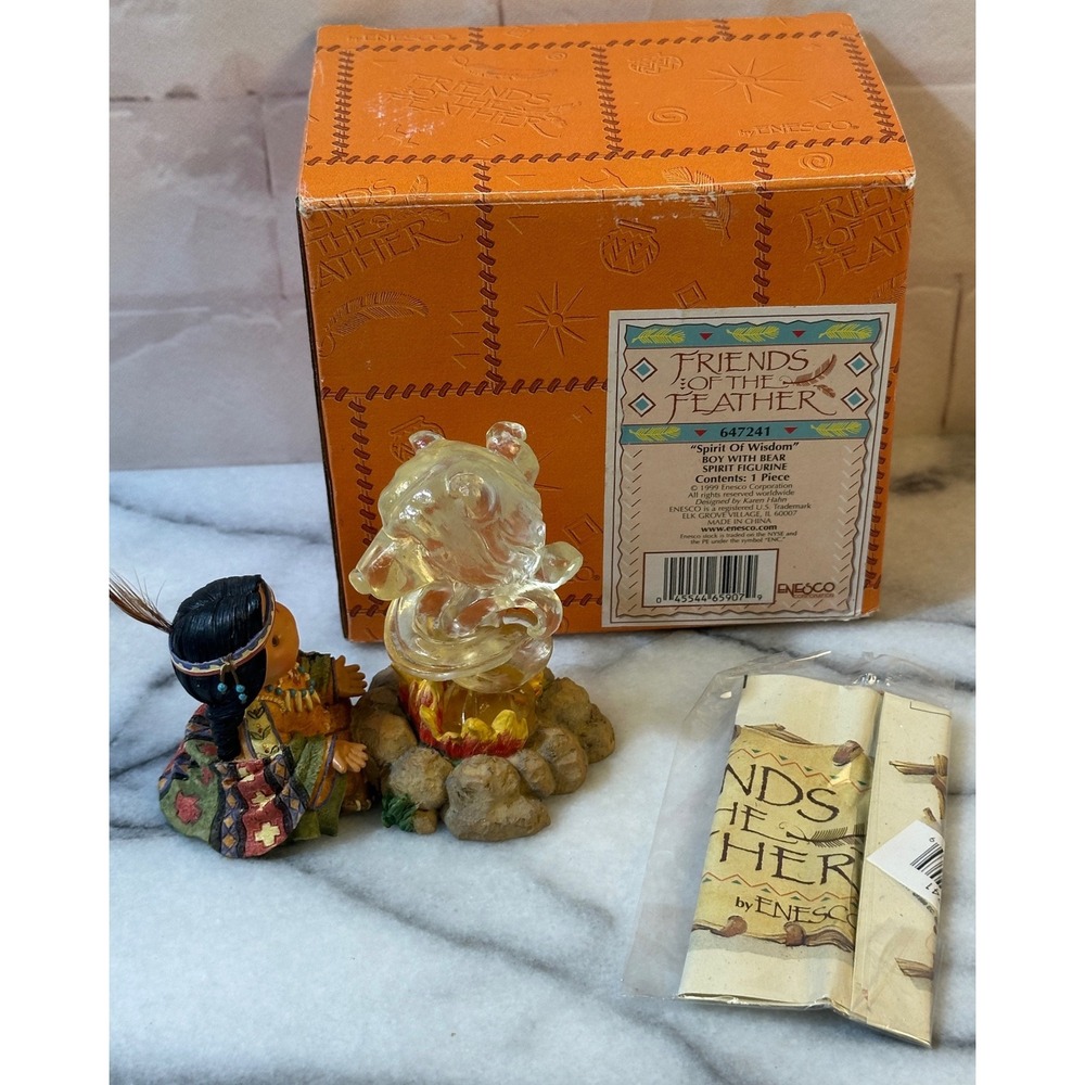 Enesco Friends of the Feather Spirit of Wisdom Boy with Bear Figurine 647241
